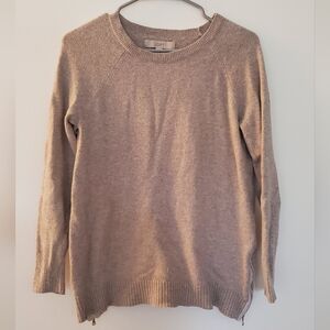 LOFT Women's Oatmeal Sweater With Zipper Detail